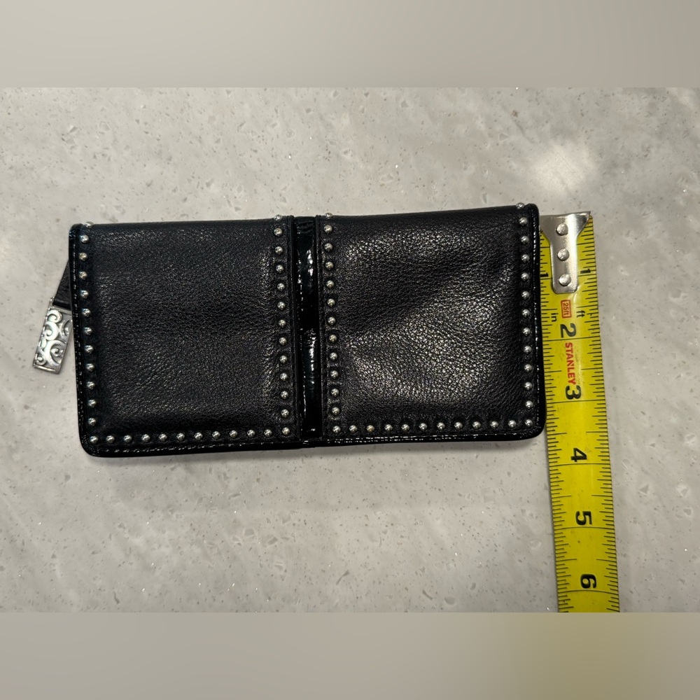 Brighton Pretty Tough Large Black Leather Studded Folio Wallet - Picture 6 of 12